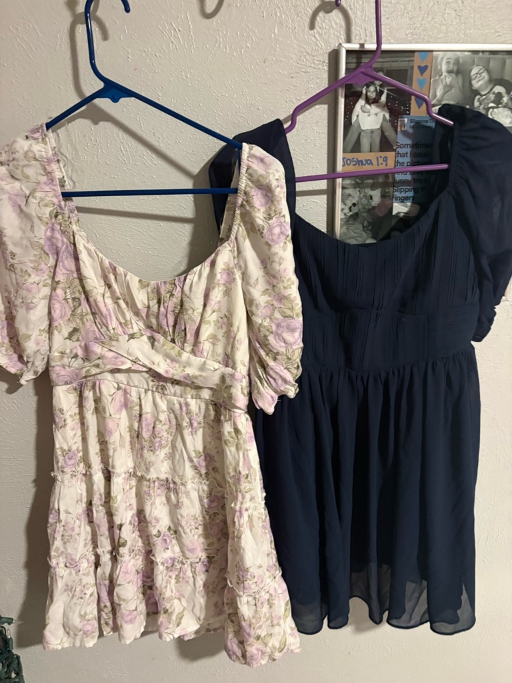 Floral Puff Sleeve Mini Dress & Navy Mini Dress